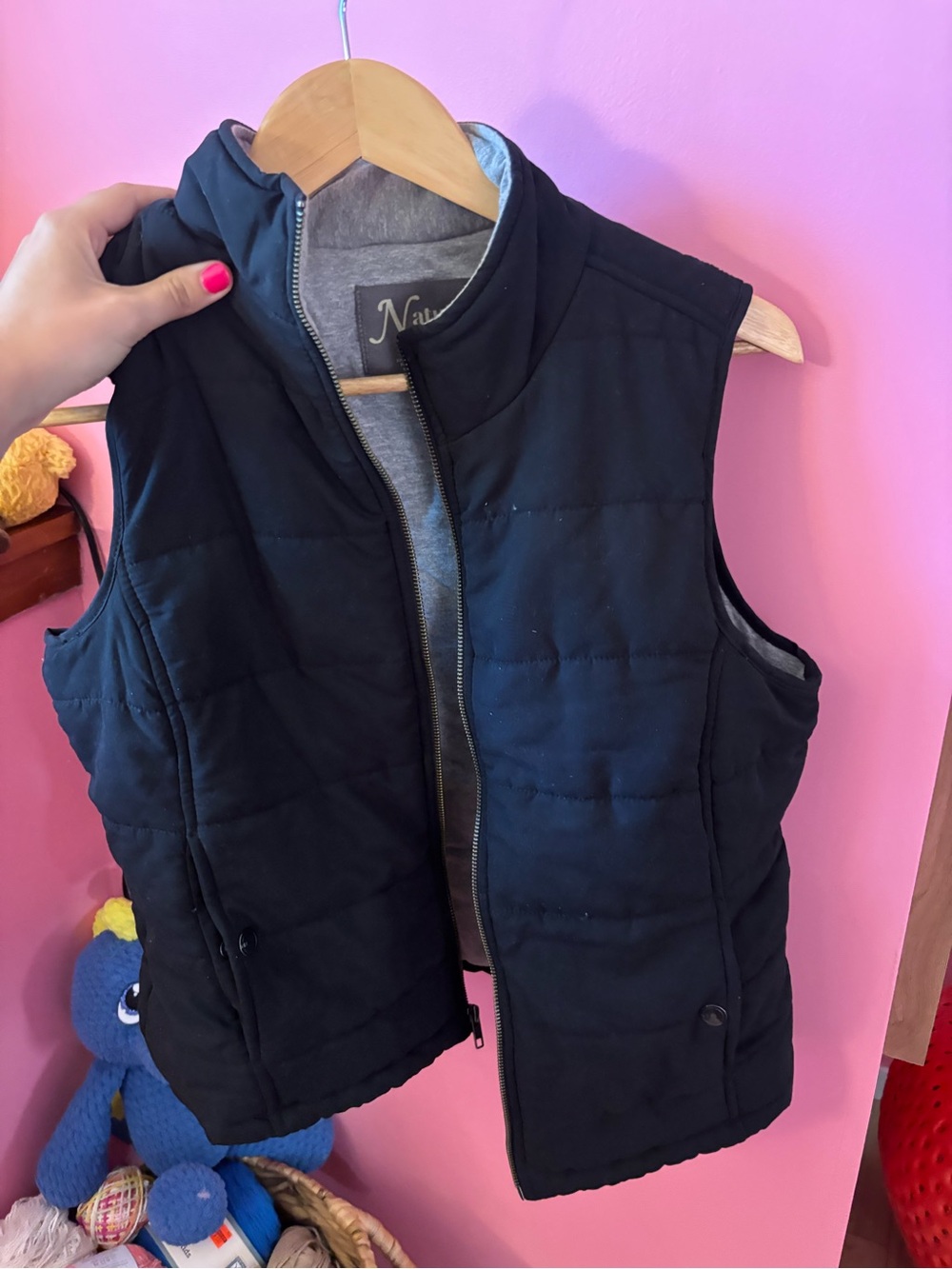 Natural Reflections Black Quilted Puffer Vest